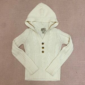 ✰ cream cable knit hooded sweater ✰